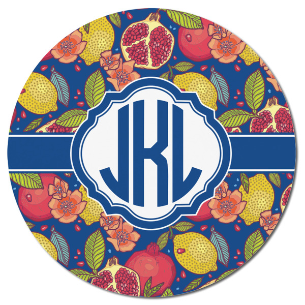 Pomegranates & Lemons Round Fridge Magnet - FRONT