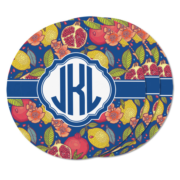 Pomegranates & Lemons Round Fridge Magnet - THREE