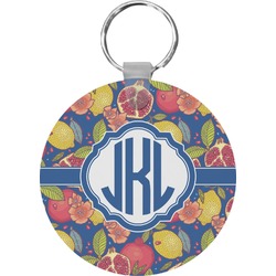 Pomegranates & Lemons Round Plastic Keychain (Personalized)