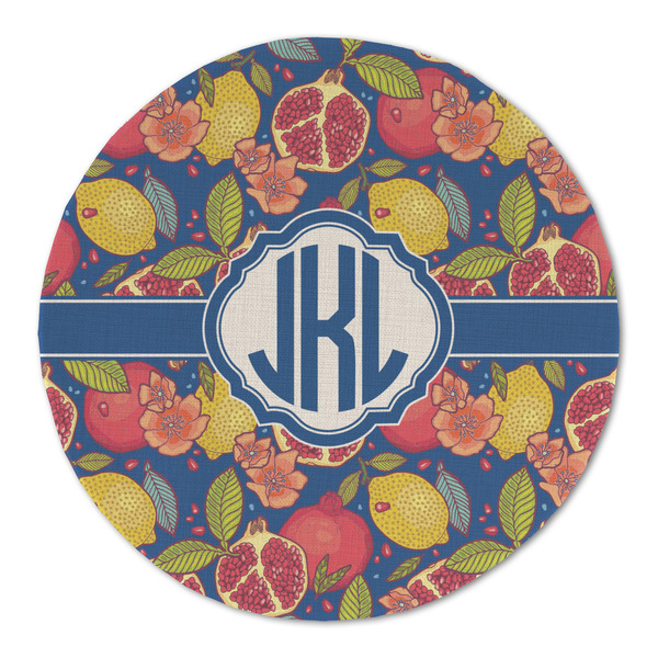 Pomegranates & Lemons Round Linen Placemats - FRONT (Double Sided)