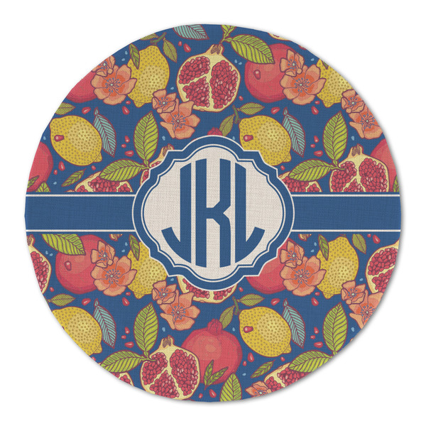 Custom Pomegranates & Lemons Round Linen Placemat - Single Sided (Personalized)