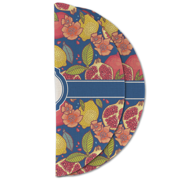 Pomegranates & Lemons Round Linen Placemats - HALF FOLDED (double sided)