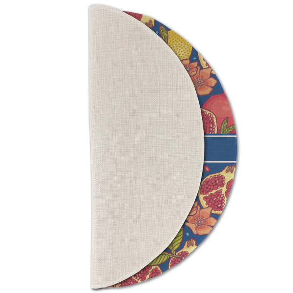 Pomegranates & Lemons Round Linen Placemats - HALF FOLDED (single sided)