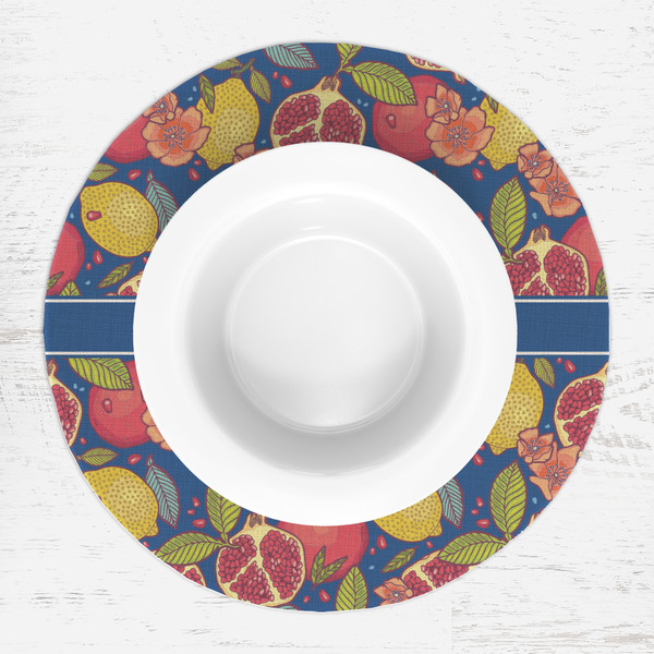 Pomegranates & Lemons Round Linen Placemats - LIFESTYLE (single)