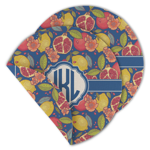 Custom Pomegranates & Lemons Round Linen Placemat - Double Sided (Personalized)