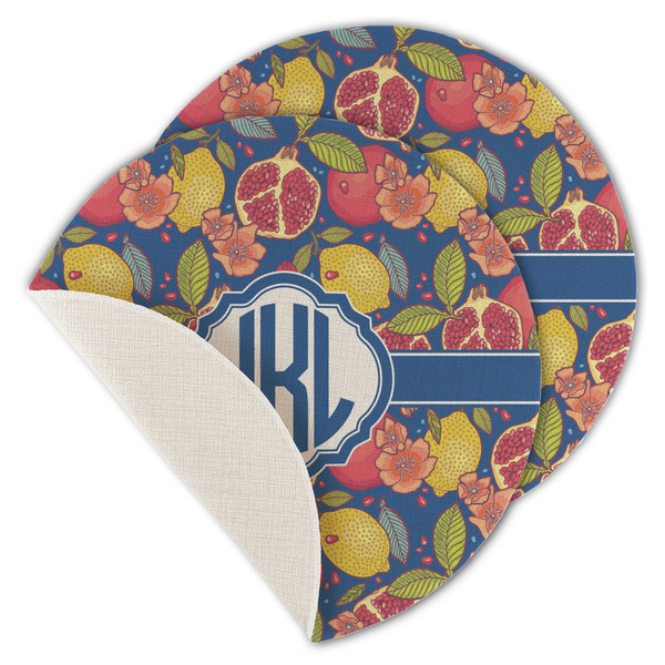 Pomegranates & Lemons Round Linen Placemats - MAIN (Single Sided)