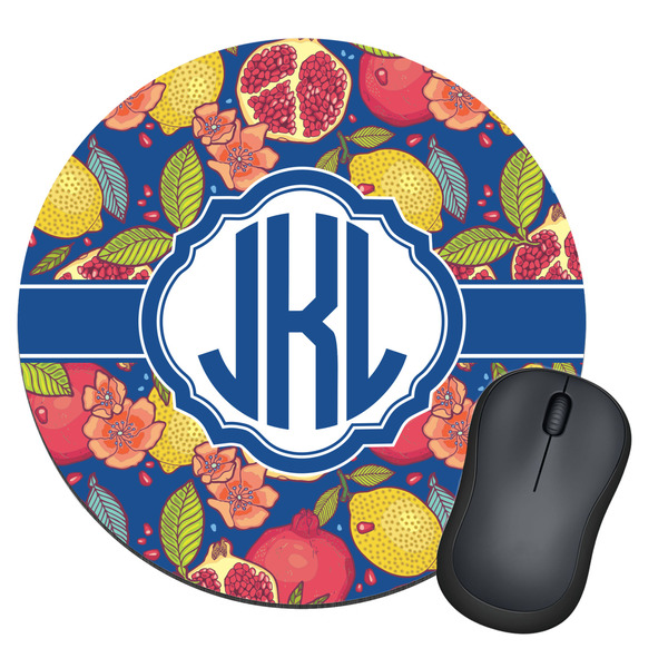 Custom Pomegranates & Lemons Round Mouse Pad (Personalized)