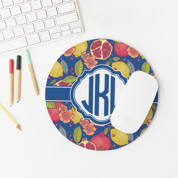 Pomegranates & Lemons Round Mousepad - LIFESTYLE 2