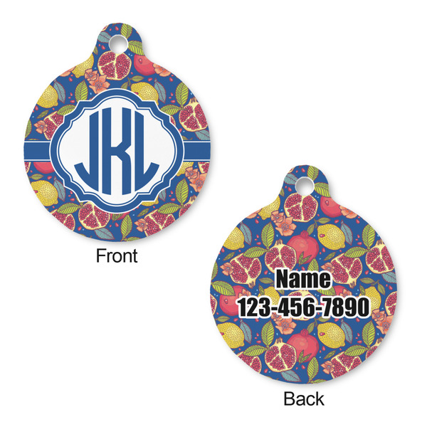 Pomegranates & Lemons Round Pet Tag - Front & Back