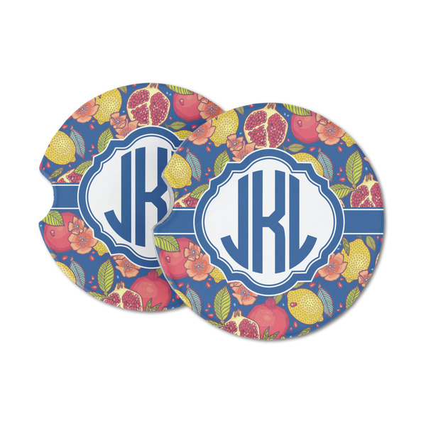 Custom Pomegranates & Lemons Sandstone Car Coasters - Set of 2 (Personalized)