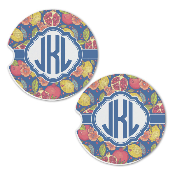 Pomegranates & Lemons Sandstone Car Coasters - Set of 2