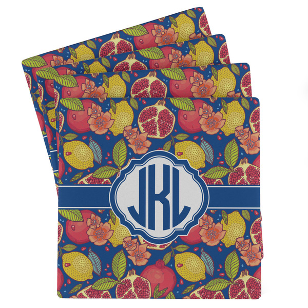 Custom Pomegranates & Lemons Absorbent Stone Coasters - Set of 4 (Personalized)