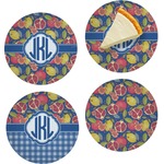 Pomegranates & Lemons Set of 4 Glass Appetizer / Dessert Plate 8" (Personalized)