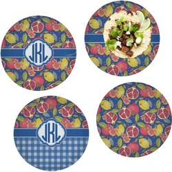 Pomegranates & Lemons Set of 4 Glass Lunch / Dinner Plate 10" (Personalized)
