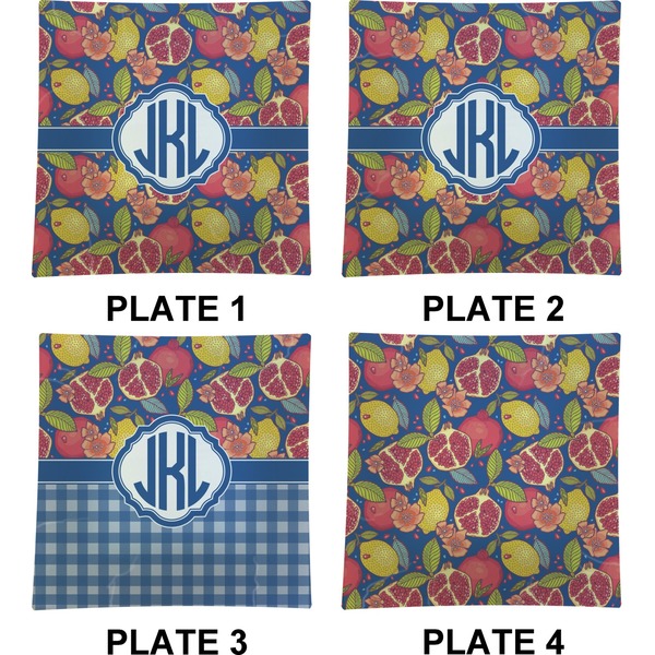 Pomegranates & Lemons Set of Square Dinner Plates (Approval)