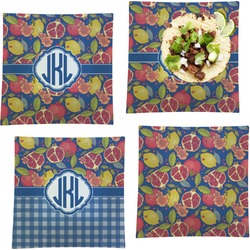 Pomegranates & Lemons Set of 4 Glass Square Lunch / Dinner Plate 9.5" (Personalized)