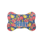 Pomegranates & Lemons Bone Shaped Dog Food Mat (Small) (Personalized)