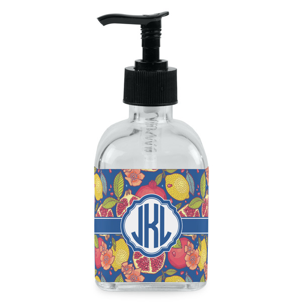 Custom Pomegranates & Lemons Glass Soap & Lotion Bottle - Single Bottle (Personalized)