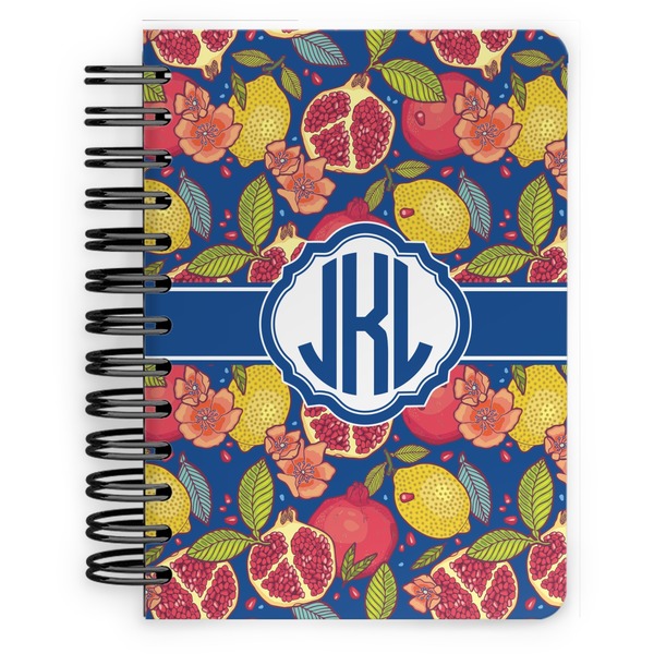 Custom Pomegranates & Lemons Spiral Notebook - 5x7 w/ Monogram