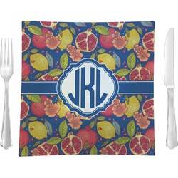 Pomegranates & Lemons 9.5" Glass Square Lunch / Dinner Plate- Single or Set of 4 (Personalized)