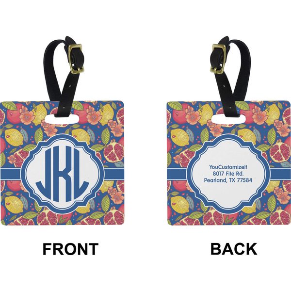 Pomegranates & Lemons Square Luggage Tag (Front + Back)