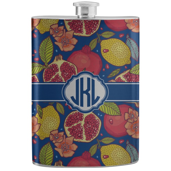 Custom Pomegranates & Lemons Stainless Steel Flask (Personalized)