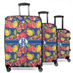 Pomegranates & Lemons 3 Piece Luggage Set - 20" Carry On, 24" Medium Checked, 28" Large Checked (Personalized)