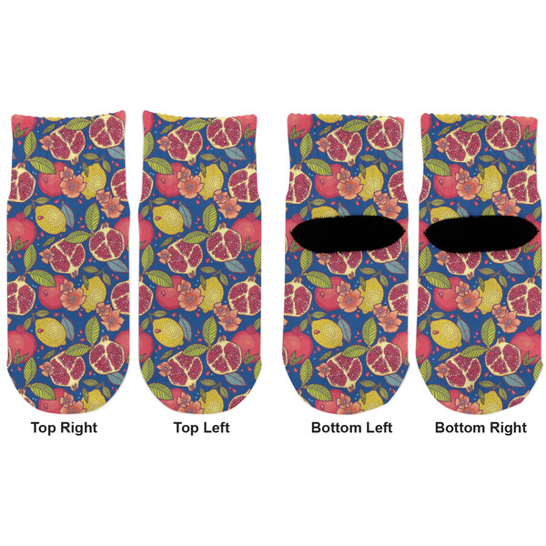 Pomegranates & Lemons Toddler Ankle Socks - Double Pair - Front and Back - Apvl