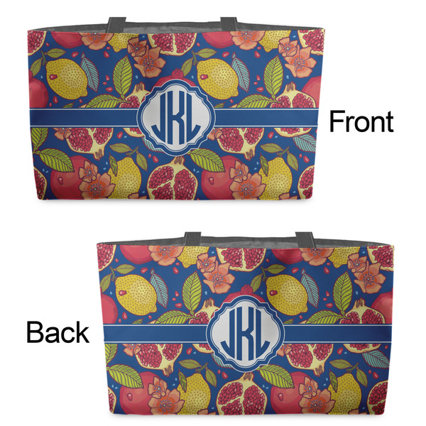 Pomegranates & Lemons Tote w/Black Handles - Front & Back Views