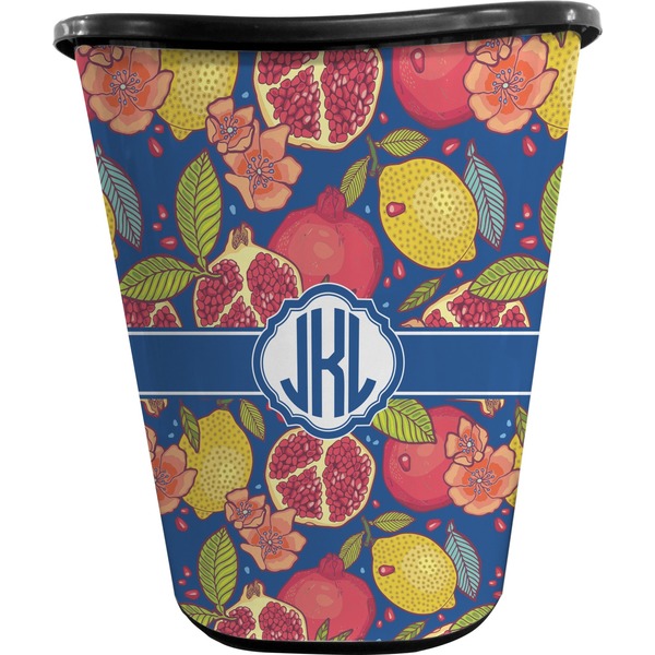 Custom Pomegranates & Lemons Waste Basket - Single Sided (Black) (Personalized)