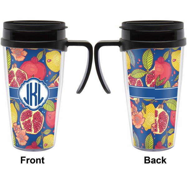 Pomegranates & Lemons Travel Mug with Black Handle - Approval