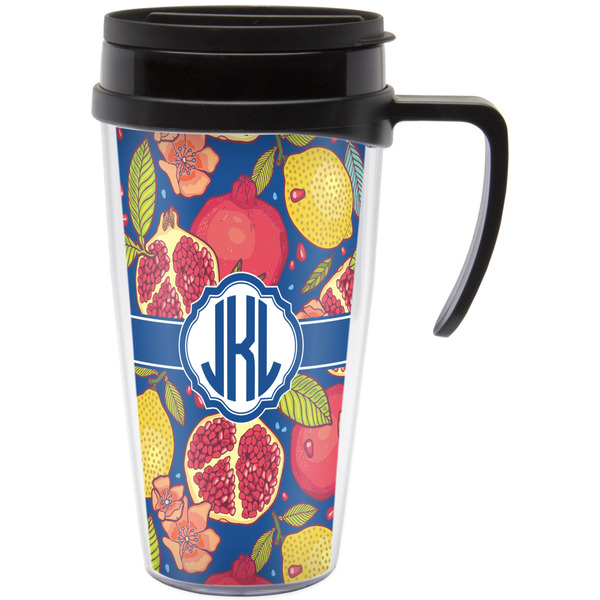 Custom Pomegranates & Lemons Acrylic Travel Mug with Handle (Personalized)
