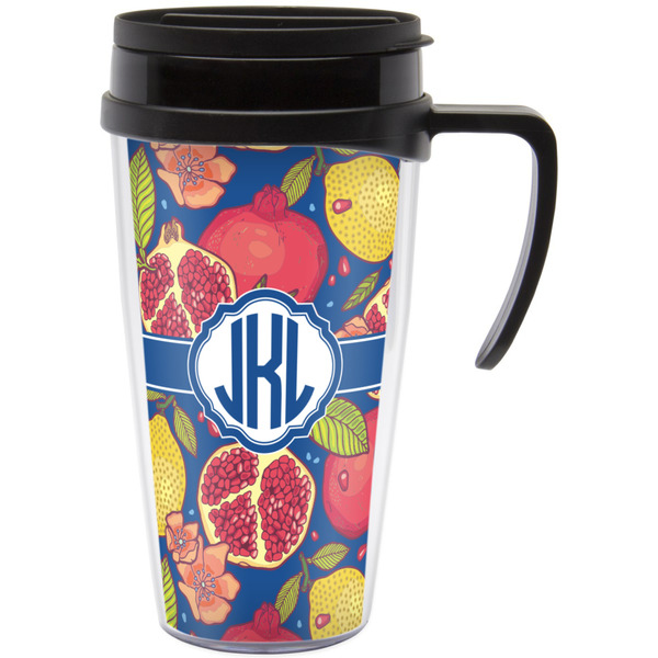 Custom Pomegranates & Lemons Acrylic Travel Mug with Handle (Personalized)