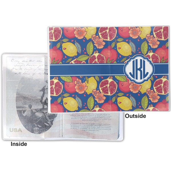 Pomegranates & Lemons Vinyl Passport Holder - Flat Front and Back