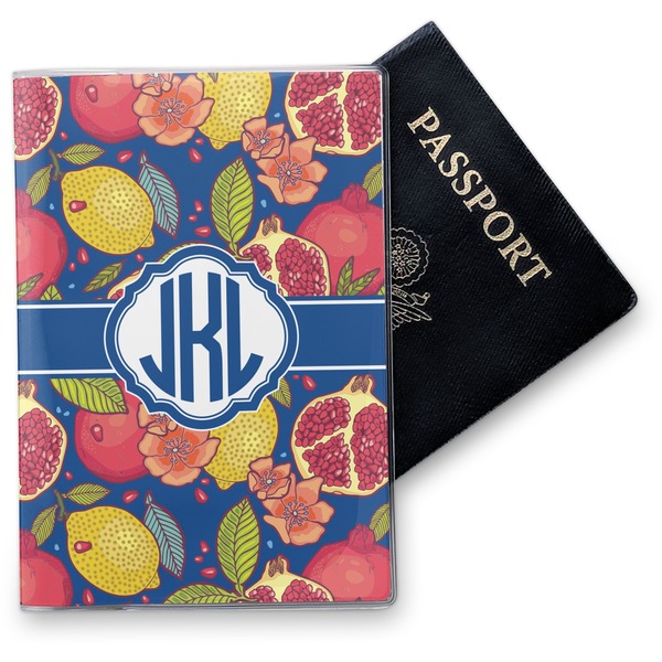 Custom Pomegranates & Lemons Vinyl Passport Holder (Personalized)