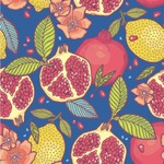 Pomegranates & Lemons Wallpaper & Surface Covering (Water Activated 24"x 24" Sample)