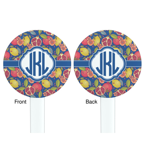Pomegranates & Lemons White Plastic 7" Stir Stick - Double Sided - Round - Front & Back