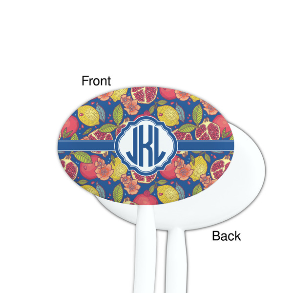 Pomegranates & Lemons White Plastic 7" Stir Stick - Single Sided - Oval - Front & Back