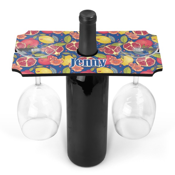 Custom Pomegranates & Lemons Wine Bottle & Glass Holder (Personalized)