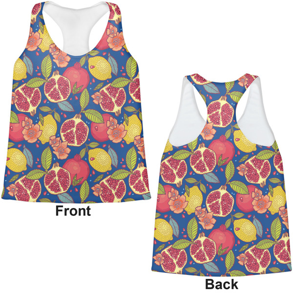 Pomegranates & Lemons Womens Racerback Tank Tops - Medium - Front and Back