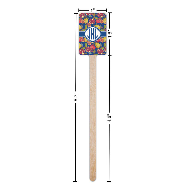Pomegranates & Lemons Wooden 6.25" Stir Stick - Rectangular - Dimensions