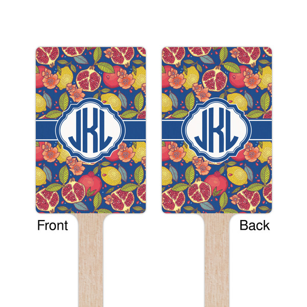 Pomegranates & Lemons Wooden 6.25" Stir Stick - Rectangular - Double Sided - Front & Back