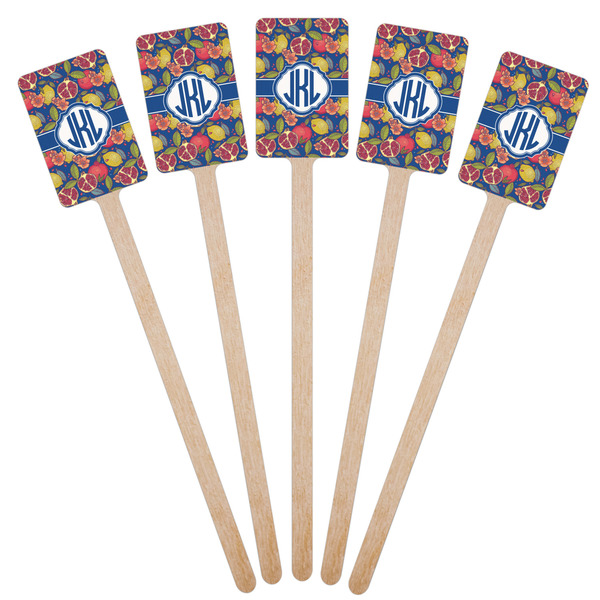 Pomegranates & Lemons Wooden 6.25" Stir Stick - Rectangular - Fan View