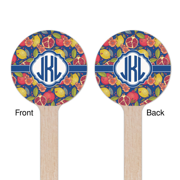 Pomegranates & Lemons Wooden 7.5" Stir Stick - Round - Double Sided - Front & Back