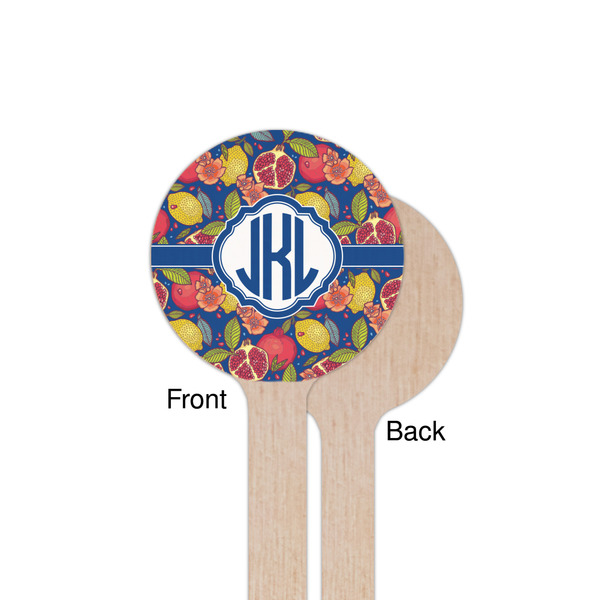 Pomegranates & Lemons Wooden 7.5" Stir Stick - Round - Single Sided - Front & Back