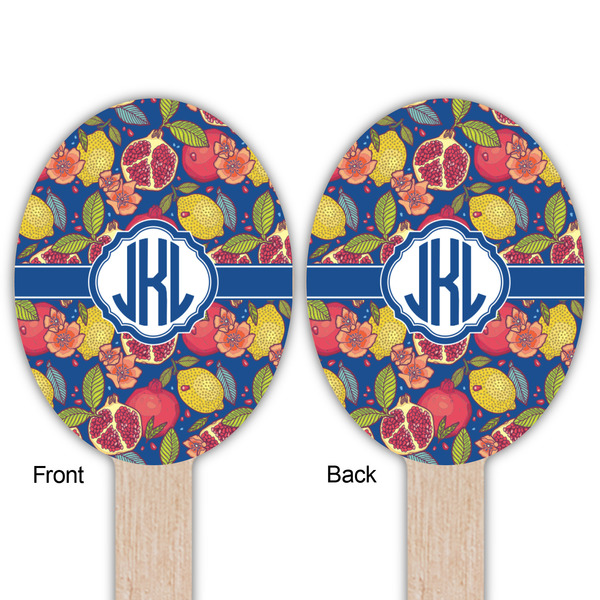 Pomegranates & Lemons Wooden Food Pick - Oval - Double Sided - Front & Back