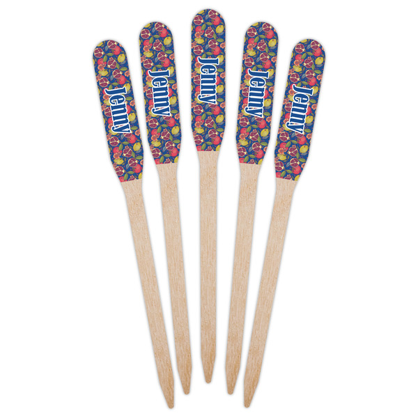 Pomegranates & Lemons Wooden Food Pick - Paddle - Fan View