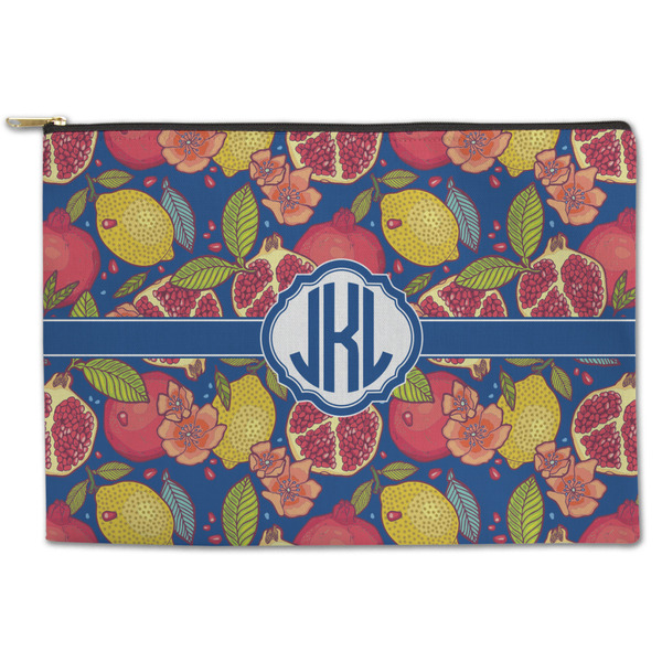 Custom Pomegranates & Lemons Zipper Pouch - Large - 12.5"x8.5" (Personalized)
