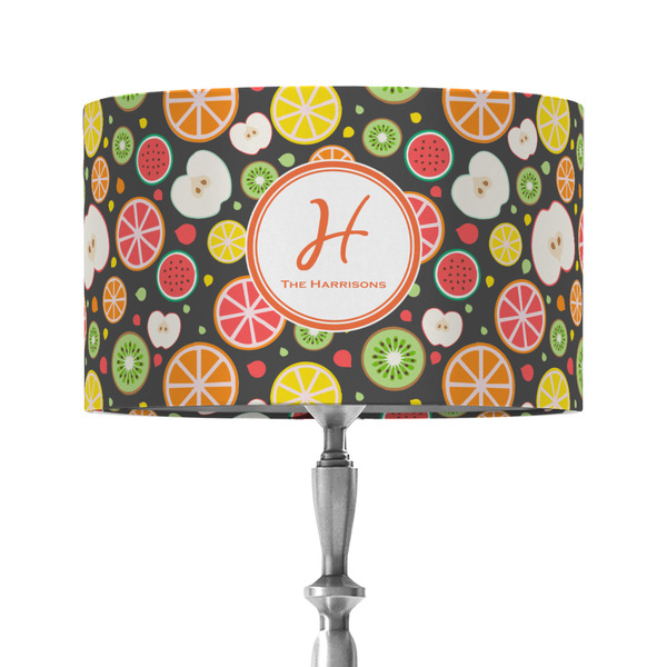 Apples & Oranges 12" Drum Lampshade - ON STAND (Fabric)