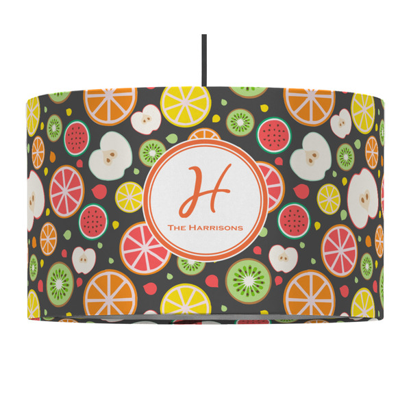 Custom Apples & Oranges 12" Drum Pendant Lamp - Fabric (Personalized)